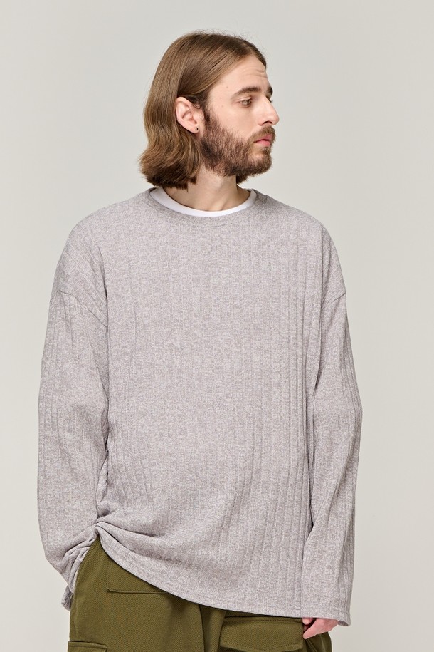 CARGOBROS - 스웨터 - CB RIBBED ROUND OVER KNIT (GRAY)