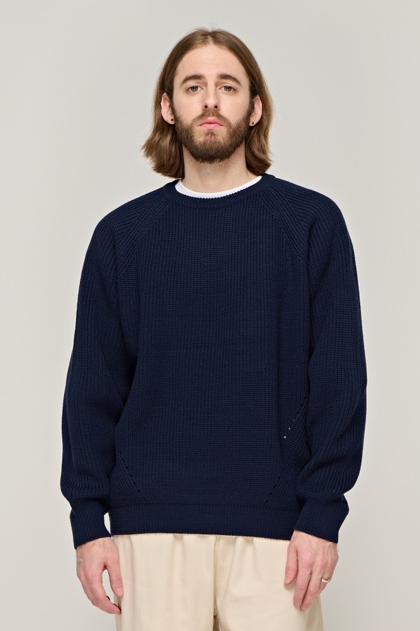 CARGOBROS - 스웨터 - CB RAGLAN ROUND KNIT (NAVY)