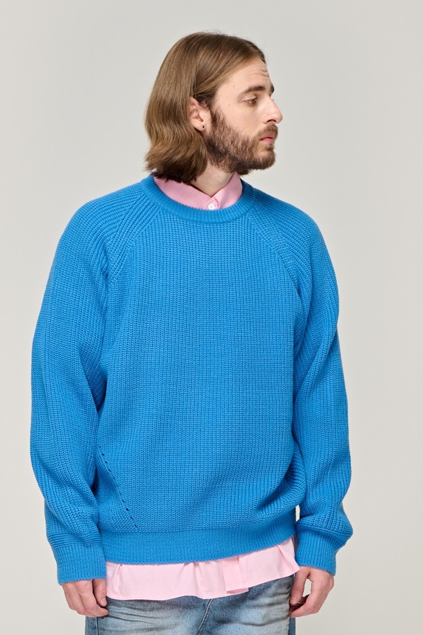 CARGOBROS - 스웨터 - CB RAGLAN ROUND KNIT (BLUE)