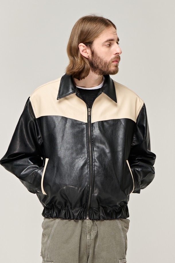 CARGOBROS - 블루종/점퍼 - CB COLLAR RACER JACKET (BLACK)