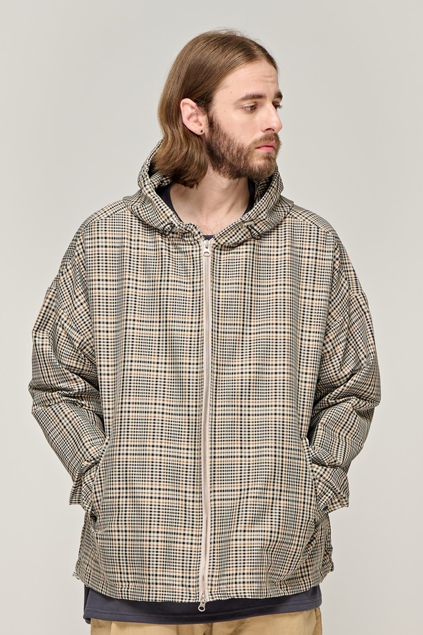 CARGOBROS - 블루종/점퍼 - CB CHECK STRING WINDBREAKER JACKET (BEIGE)