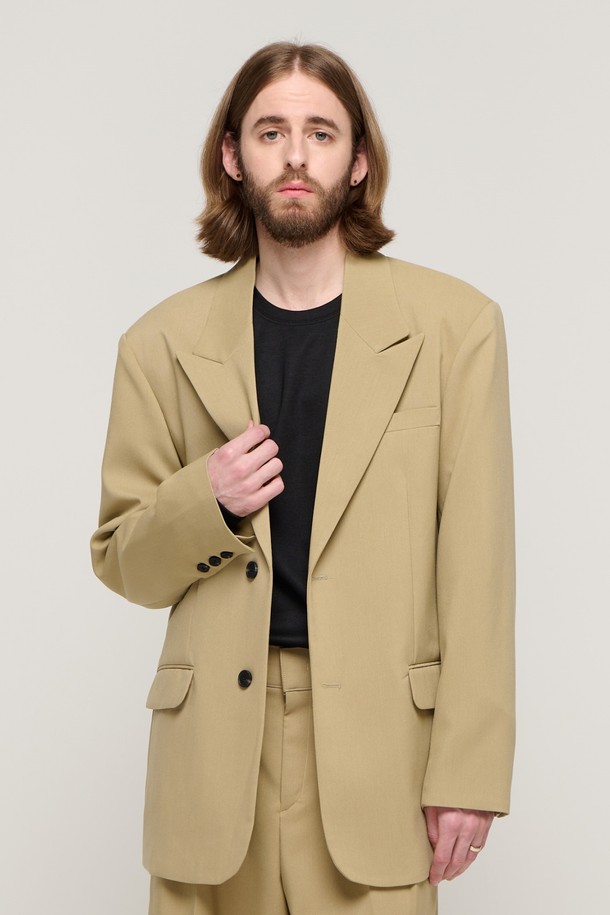 CARGOBROS - 블루종/점퍼 - CB OVERFIT SINGLE BRAZER JACKET (BEIGE)