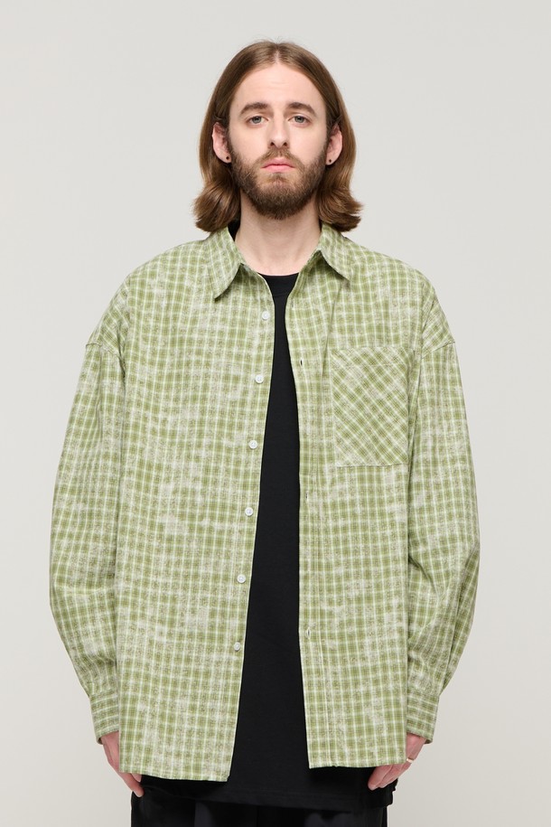 CARGOBROS - 긴팔셔츠 - CB ROSIN OVER CHECK SHIRT (GREEM)