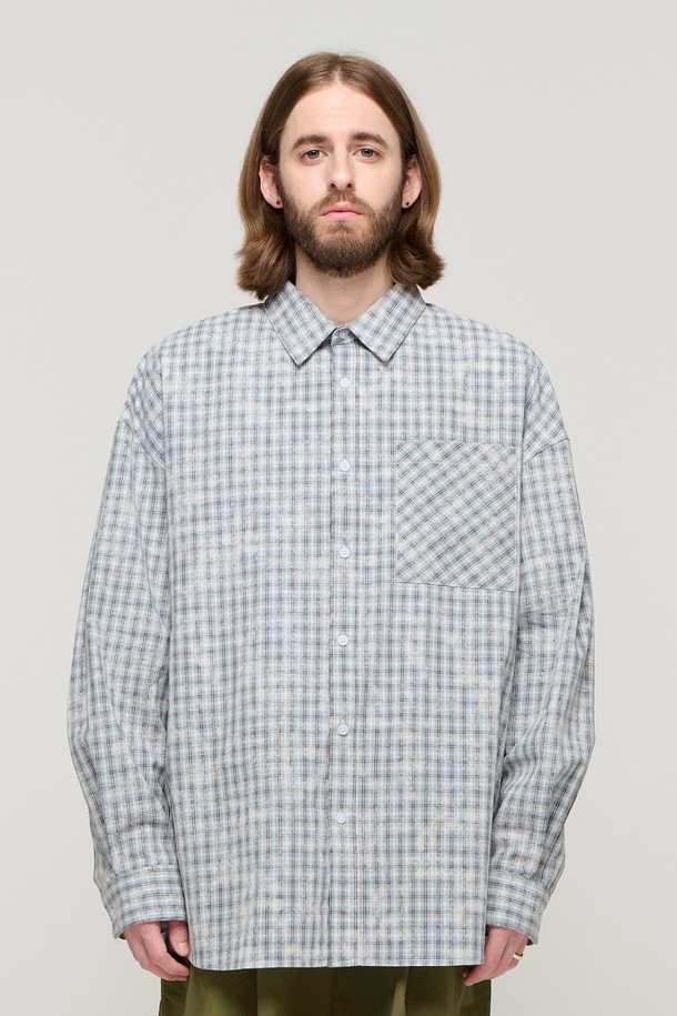 CARGOBROS - 긴팔셔츠 - CB ROSIN OVER CHECK SHIRT (BLUE)