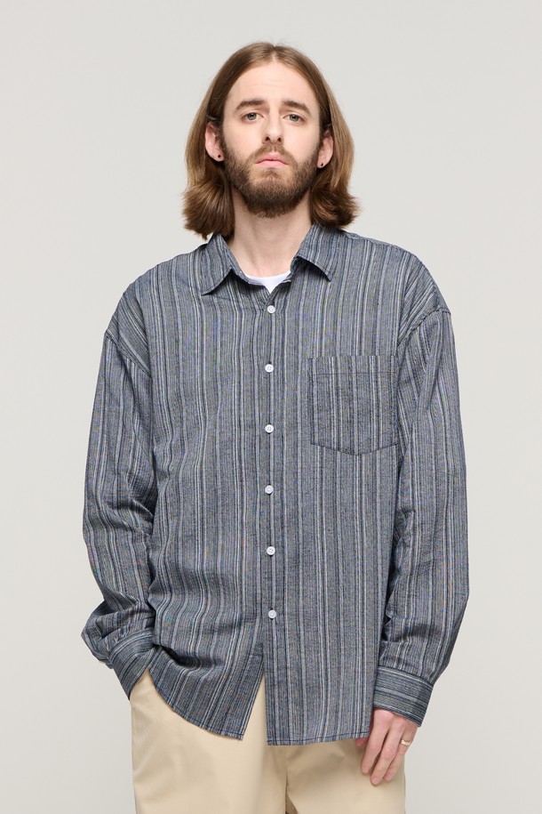 CARGOBROS - 긴팔셔츠 - CB TOM STRIPE OVER SHIRT (NAVY)