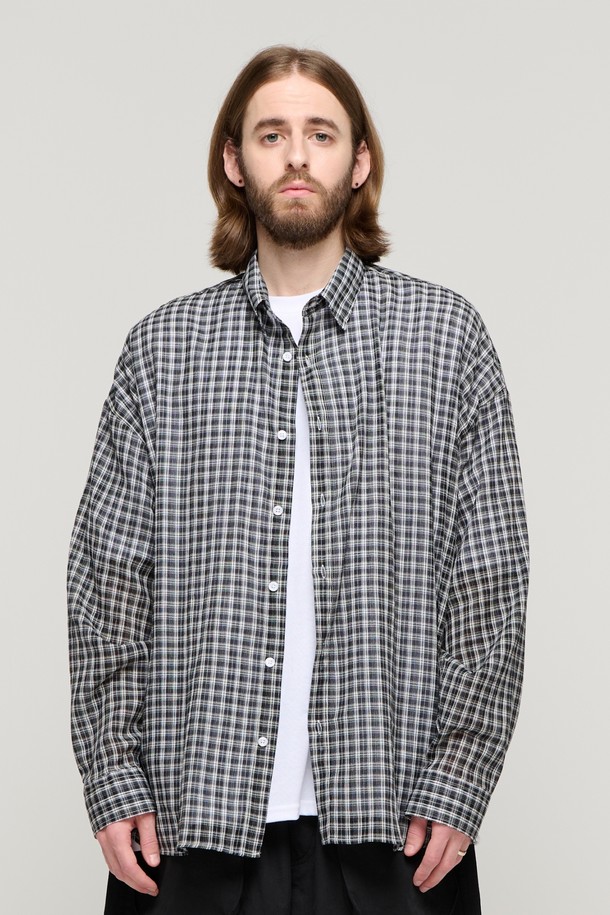 CARGOBROS - 긴팔셔츠 - CB PLAID WRINKLE CHECK SHIRT (BLACK)