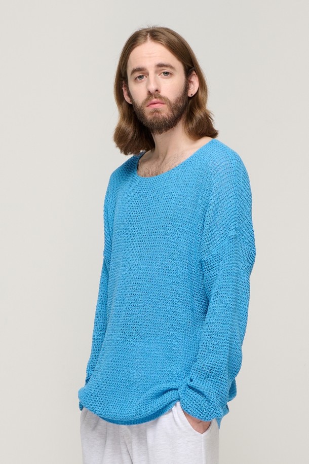 CARGOBROS - 스웨터 - CB SUMMER SCASHI WAFFLE COZY KNIT (BLUE)