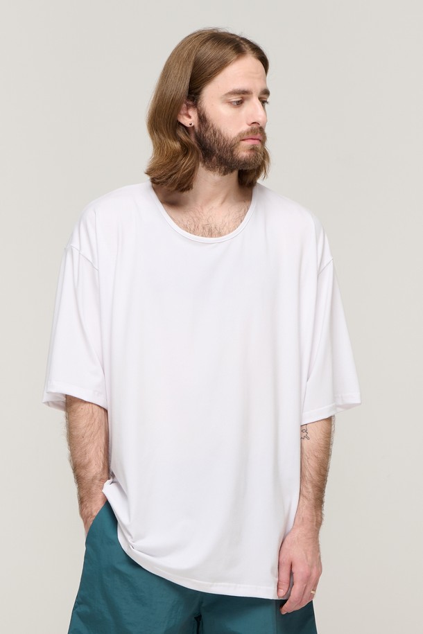 CARGOBROS - 반팔티셔츠 - CB SILKET LOOSE-FIT CREWNECK SHORT SLEEVE (WHITE)