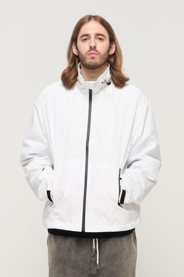 CARGOBROS - 블루종/점퍼 - WATERPROOF ZIPPER POINT WIND BREAKER (WHITE)