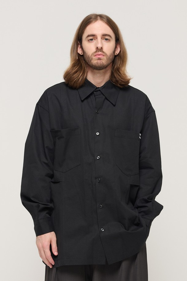 CARGOBROS - 긴팔셔츠 - OXFORD LINE TWO-POCKET OVERSHIRT (BLACK)