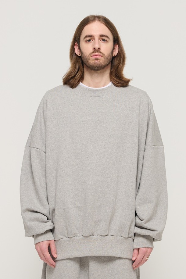 CARGOBROS - 스웨트셔츠 - ROUND NECK POINT RAGLAN TERRY SWEATSHIRT (GRAY)