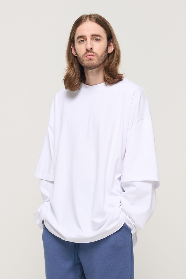 CARGOBROS - 긴팔티셔츠 - DESIGN YOUTH LAYERED OVERSIZED T-SHIRT (WHITE)