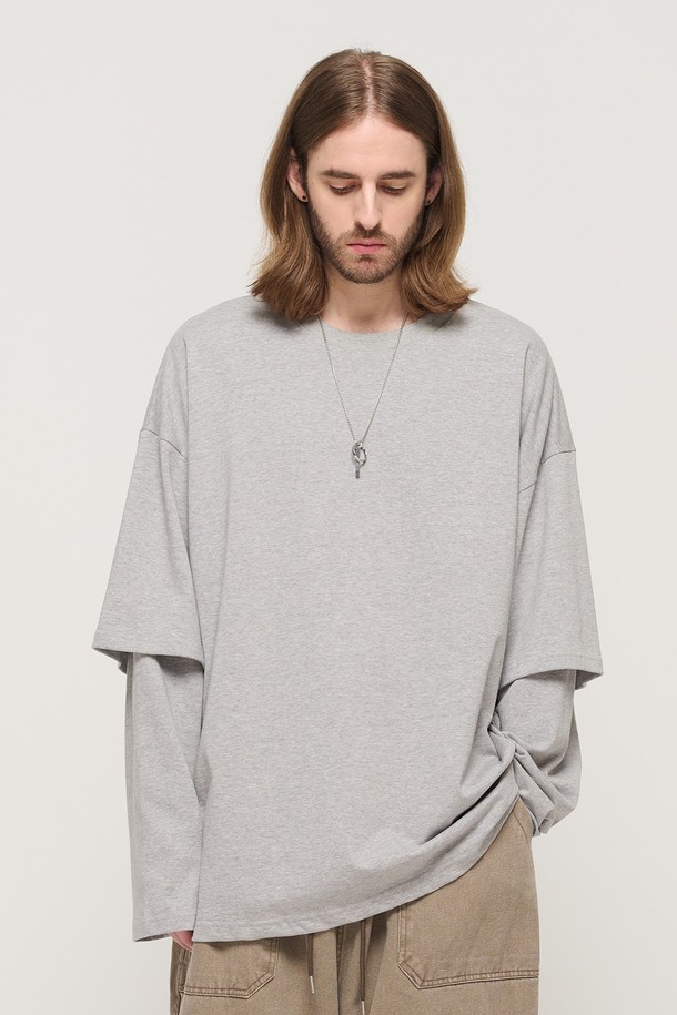 CARGOBROS - 긴팔티셔츠 - DESIGN YOUTH LAYERED OVERSIZED T-SHIRT (GRAY)