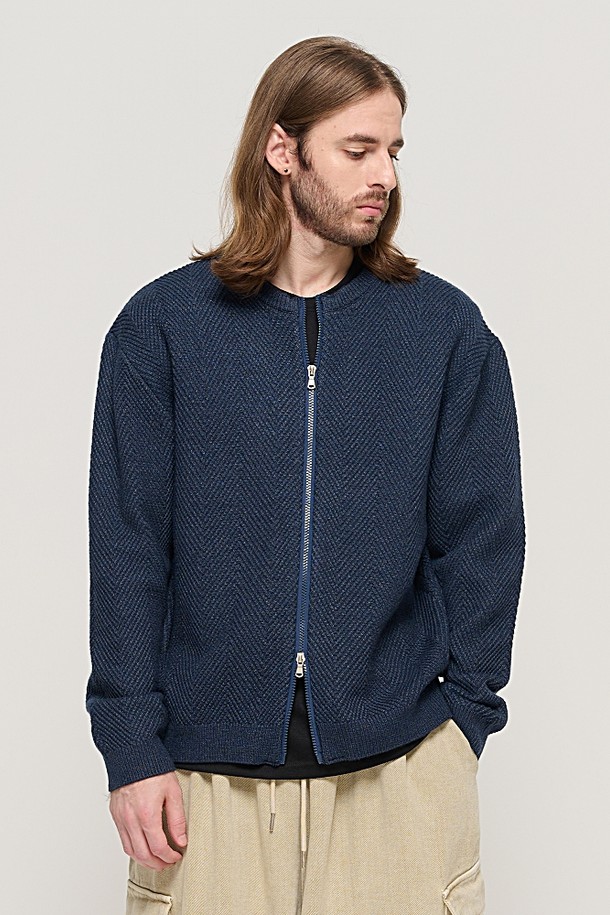 CARGOBROS - 가디건 - WASHABLE 2-WAY KNIT HACHI CARDIGAN (NAVY)