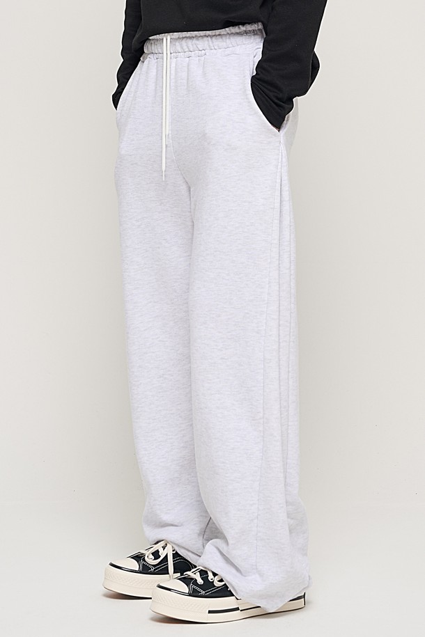 CARGOBROS - 캐주얼팬츠 - SIDE PINTUCK STANDARD SEMI-WIDE STRING PANTS (RIGHT GRAY)