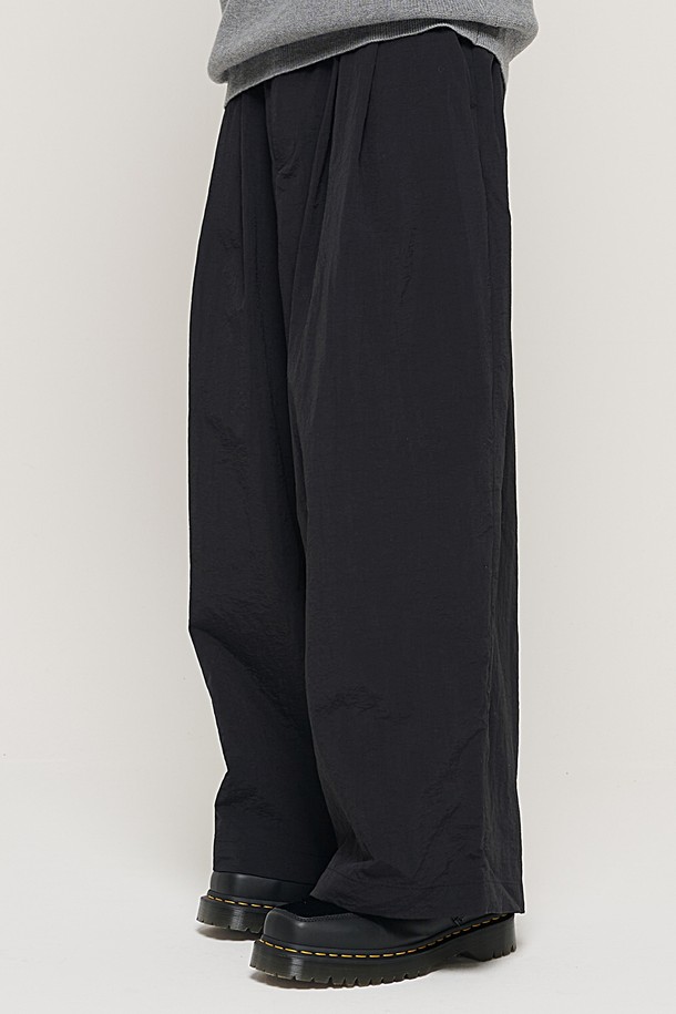 CARGOBROS - 캐주얼팬츠 - WIDE NYLON BELT BAND PANTS (BLACK)