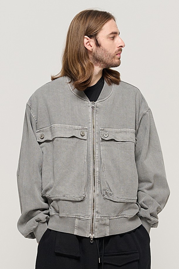 CARGOBROS - 블루종/점퍼 - VINTAGE PIGMENT POCKET POINT WORK JACKET (GRAY)