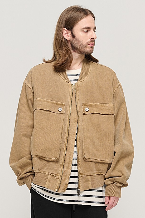 CARGOBROS - 블루종/점퍼 - VINTAGE PIGMENT POCKET POINT WORK JACKET (BROWN)