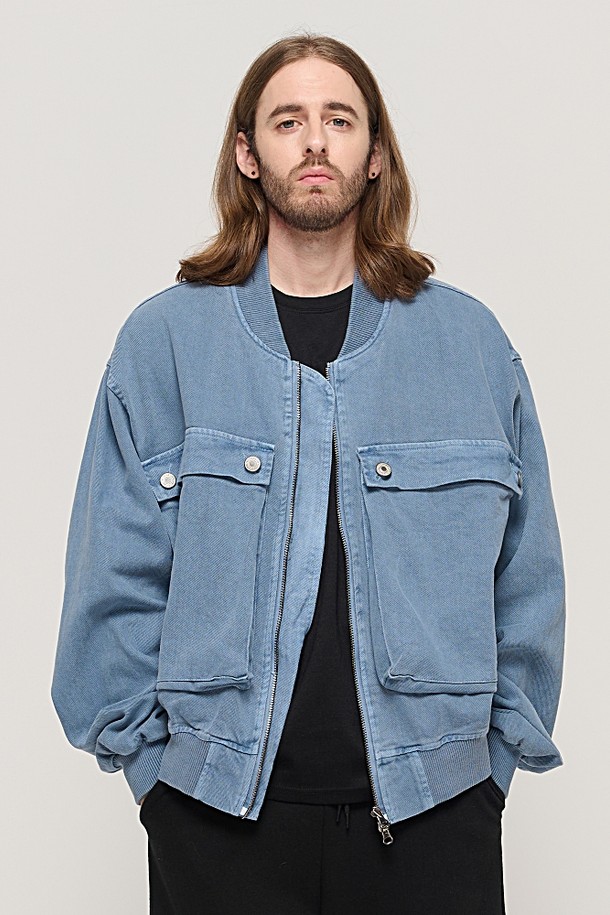 CARGOBROS - 블루종/점퍼 - VINTAGE PIGMENT POCKET POINT WORK JACKET (BLUE)