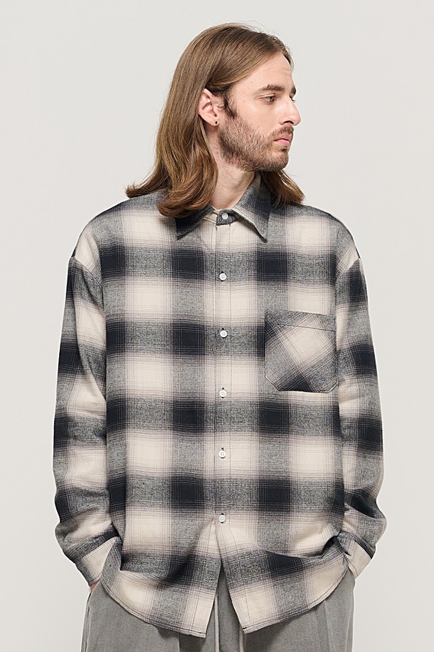 CARGOBROS - 긴팔셔츠 - OMBRE FLANNEL CHECK SHIRT (BLACK)