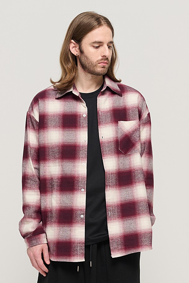 CARGOBROS - 긴팔셔츠 - OMBRE FLANNEL CHECK SHIRT (RED)