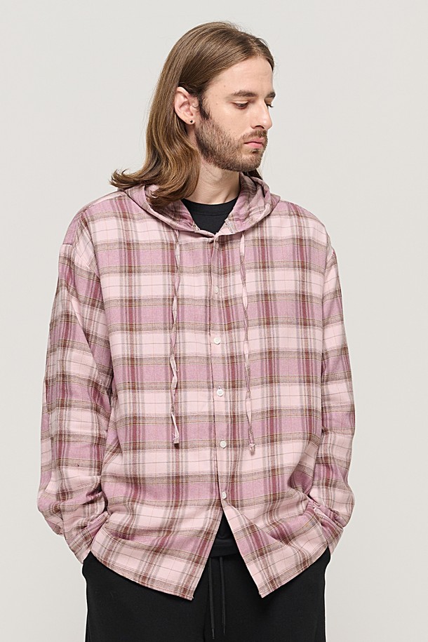 CARGOBROS - 긴팔셔츠 - VINTAGE HOOD TARTAN CHECK SHIRT (PINK)