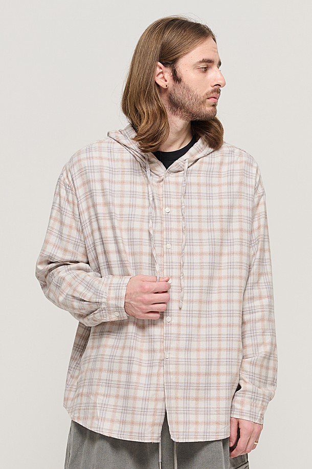 CARGOBROS - 긴팔셔츠 - VINTAGE HOOD TARTAN CHECK SHIRT (IVORY)