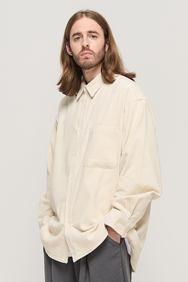 CARGOBROS - 긴팔셔츠 - Y2K STYLE CORDUROY OVER SHIRT (IVORY)