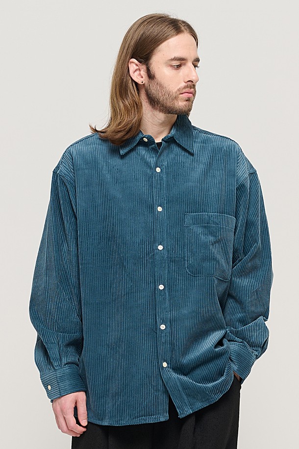 CARGOBROS - 긴팔셔츠 - Y2K STYLE CORDUROY OVER SHIRT (GREEN)