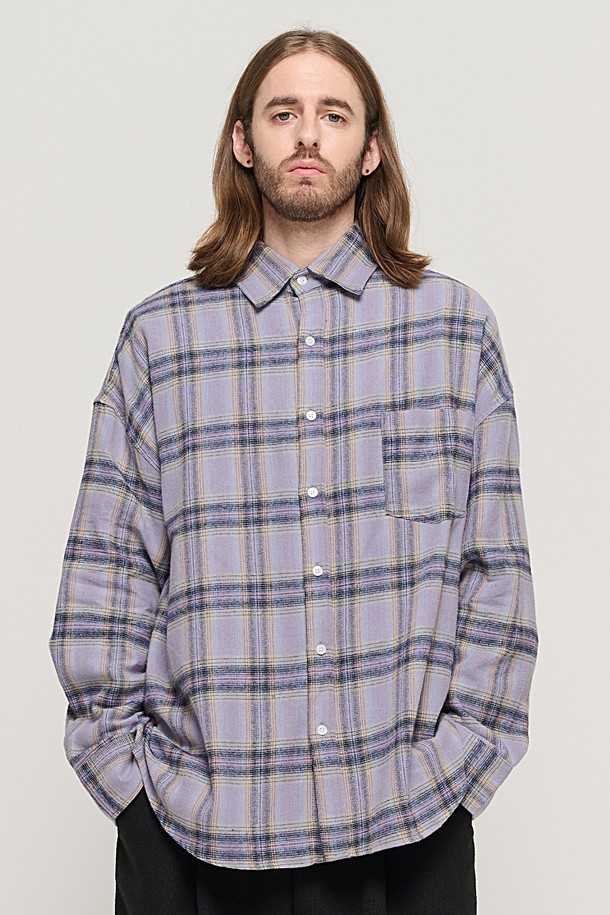 CARGOBROS - 긴팔셔츠 - CB FLANNEL OVER CHECK SHIRT (LAVENDER)