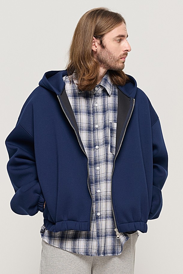 CARGOBROS - 후디 - WIDE BALLOON HOODED ZIP-UP (NAVY)