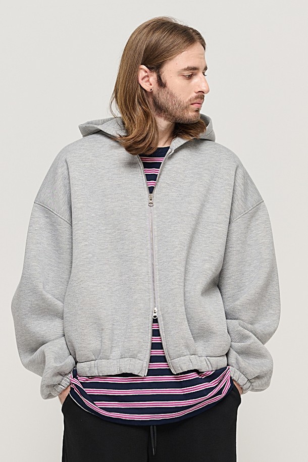 CARGOBROS - 후디 - WIDE BALLOON HOODED ZIP-UP (GRAY)