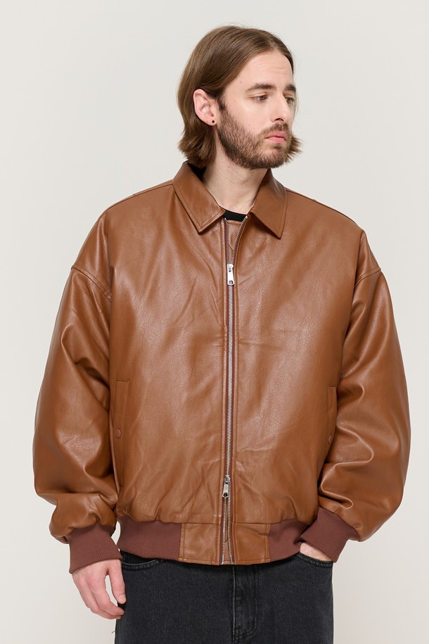 CARGOBROS - 블루종/점퍼 - LIKE ECO LEATHER JUMPER (BROWN)