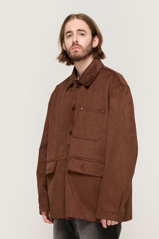 CARGOBROS - 블루종/점퍼 - SUEDE SEMI HALF JACKET (BROWN)