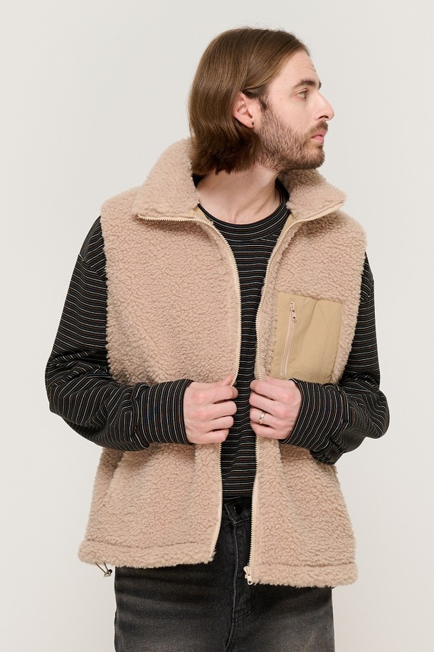 CARGOBROS - 베스트 - FLEECE POCKET VEST (BEIGE)