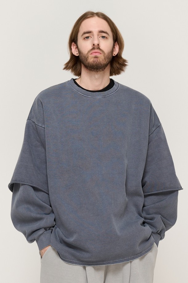 CARGOBROS - 스웨트셔츠 - PIGMENT WASHED LAYERED MTM (NAVY)