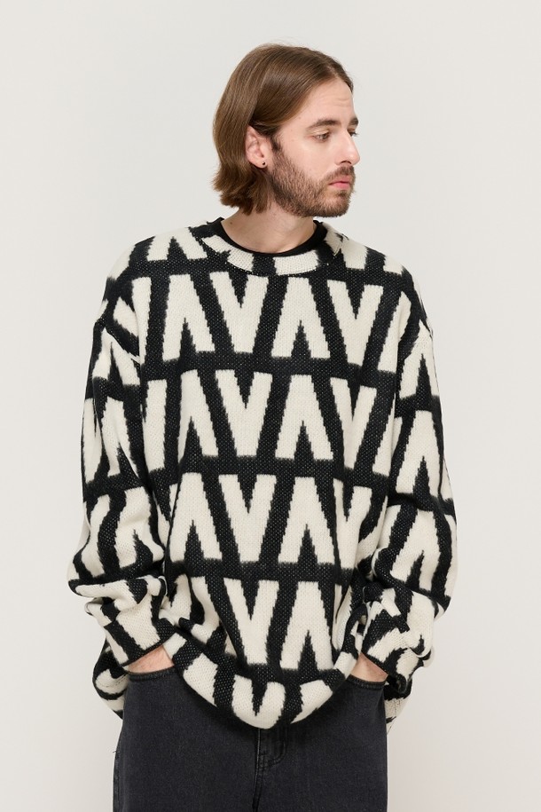 CARGOBROS - 스웨터 - DESIGN PATTERN COLORFUL KNIT (IVORY)