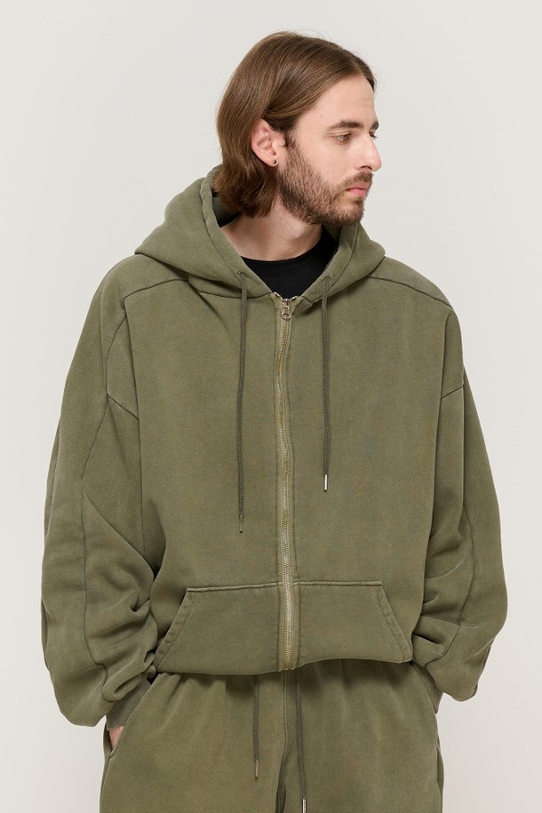 CARGOBROS - 후디 - PIGMENT DYING HOOD ZIP-UP (KHAKI)