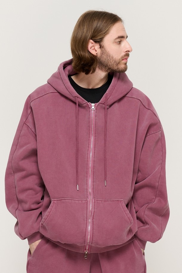 CARGOBROS - 후디 - PIGMENT DYING HOOD ZIP-UP (BURGUNDY)