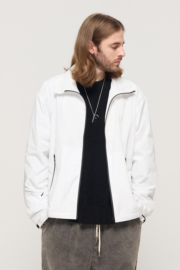 CARGOBROS - 블루종/점퍼 - WATERPROOF ZIPPER POINT WIND BREAKER (WHITE)