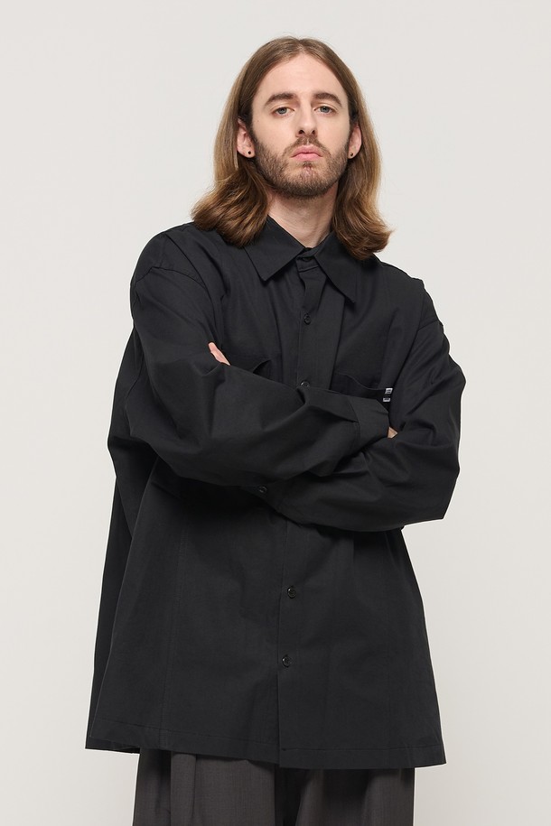 CARGOBROS - 긴팔셔츠 - OXFORD LINE TWO-POCKET OVERSHIRT (BLACK)