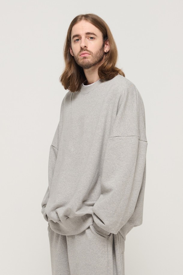 CARGOBROS - 스웨트셔츠 - ROUND NECK POINT RAGLAN TERRY SWEATSHIRT (GRAY)