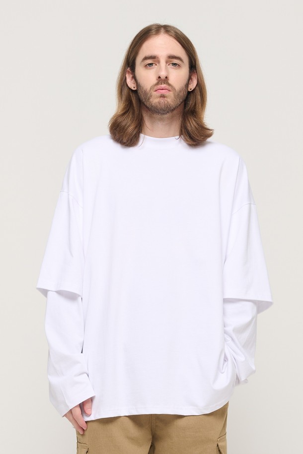 CARGOBROS - 긴팔티셔츠 - DESIGN YOUTH LAYERED OVERSIZED T-SHIRT (WHITE)