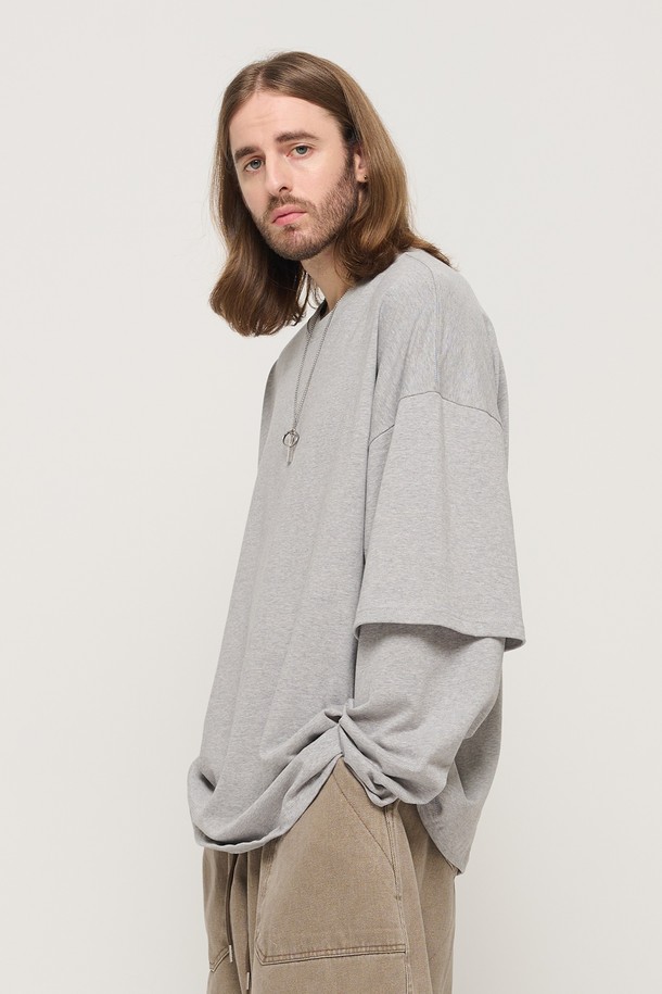 CARGOBROS - 긴팔티셔츠 - DESIGN YOUTH LAYERED OVERSIZED T-SHIRT (GRAY)