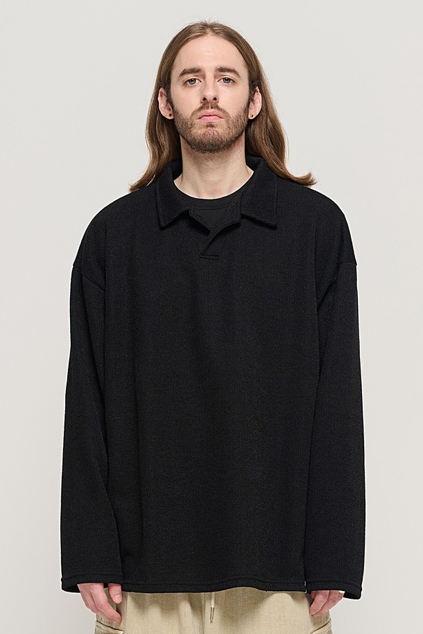 CARGOBROS - 스웨터 - CB COLLAR OVER KNIT (BLACK)