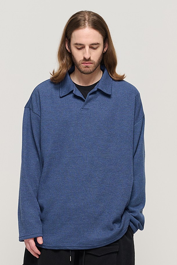 CARGOBROS - 스웨터 - CB COLLAR OVER KNIT (NAVY)