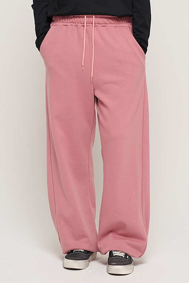 CARGOBROS - 캐주얼팬츠 - SIDE PINTUCK STANDARD SEMI-WIDE STRING PANTS (PINK)