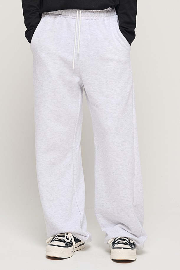 CARGOBROS - 캐주얼팬츠 - SIDE PINTUCK STANDARD SEMI-WIDE STRING PANTS (RIGHT GRAY)