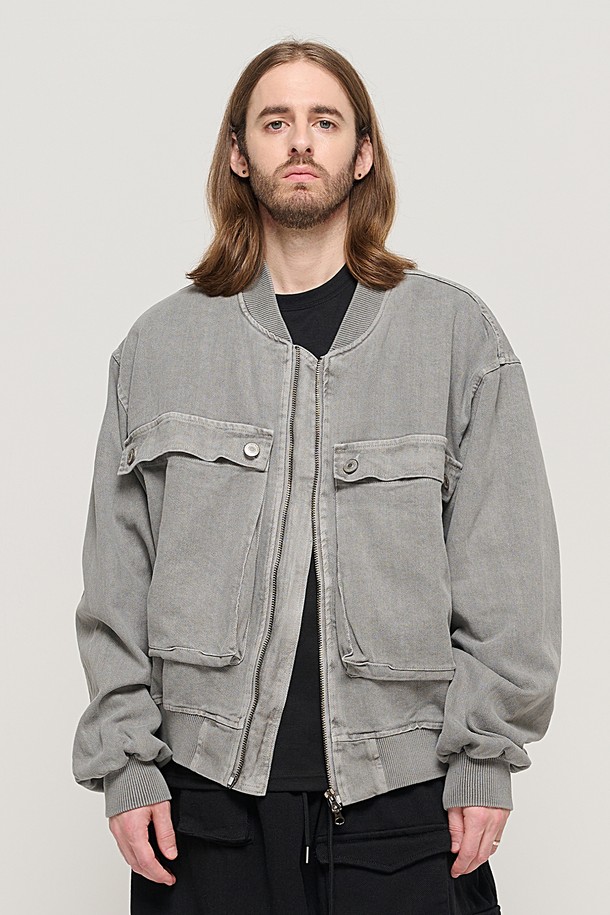 CARGOBROS - 블루종/점퍼 - VINTAGE PIGMENT POCKET POINT WORK JACKET (GRAY)