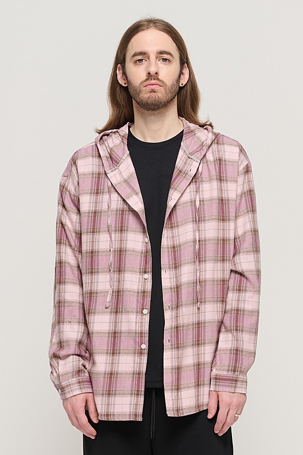 CARGOBROS - 긴팔셔츠 - VINTAGE HOOD TARTAN CHECK SHIRT (PINK)